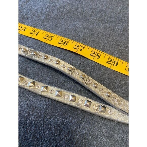 Silver Faux Leather Studded Belt with Rhinestones - Picture 5 of 12